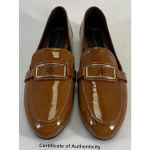 $348 NWOT TORY BURCH GEORGIA DRIVING LOAFERS PATENT LEATHER TAN SIZE 9 FLATS
